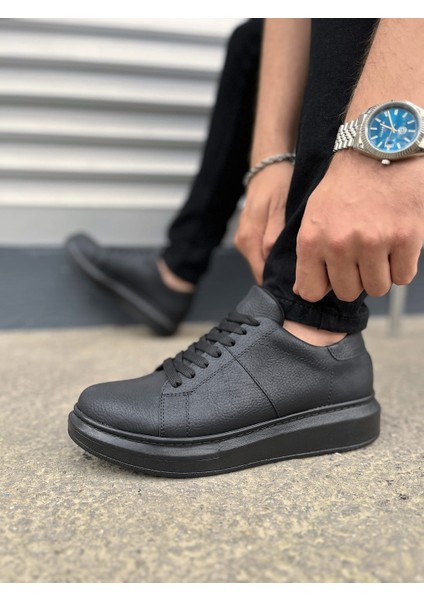 Boost Bağcıklı Deri Erkek Günlük Sneaker Ayakkabı - Siyah