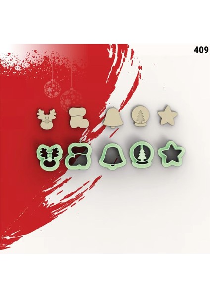 Noel Mini Polimer Kil Kesme Kalıpları, Kurabiye Kalıbı, Christmas, Küpe, Yılbaşı Minik Kalıp,No :40