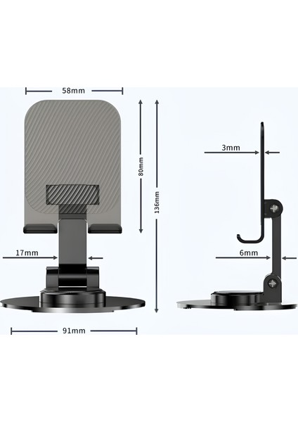 Ms-14 Katlanabilir 360 Döner Telefon Tablet Standı - Karbon Çelik Tasarım
