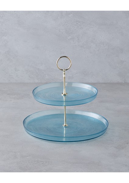 Aquacrest Cam Katlı Servis 21 x 28 cm Mavi