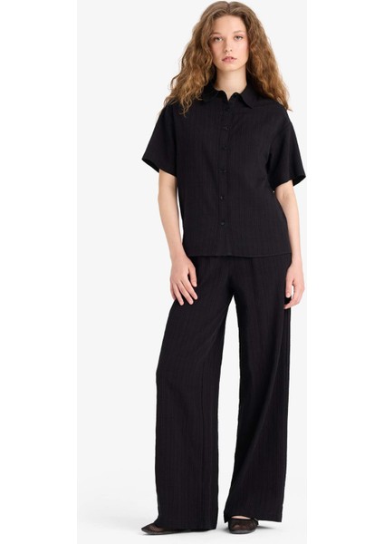 Wide Leg Geniş Paça Cepli Yüksek Lastikli Bel Pantolon A9129AX25SM