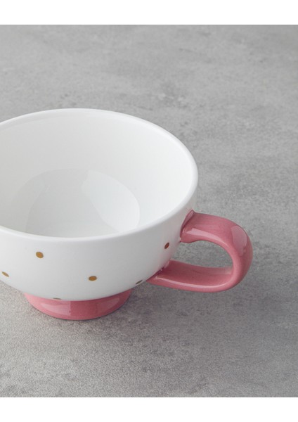 Pink Flowers New Bone China Demlik 400 ml Pembe