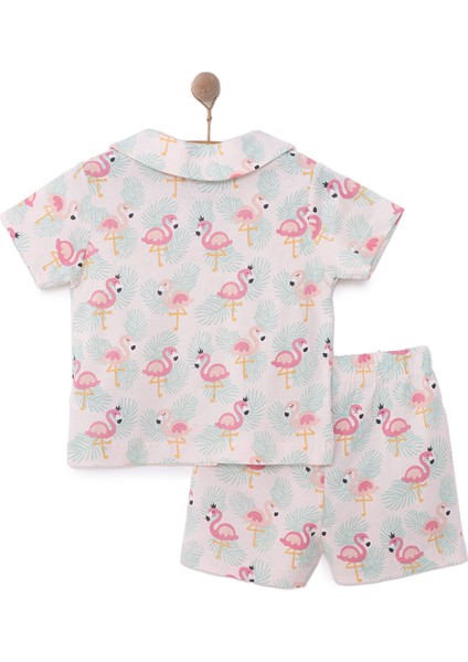 Gömlek Yaka Filamingo Desenli Kısa Kol Pijama Takımı