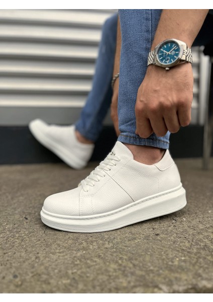 Boost Bağcıklı Deri Erkek Günlük Sneaker Ayakkabı - Beyaz