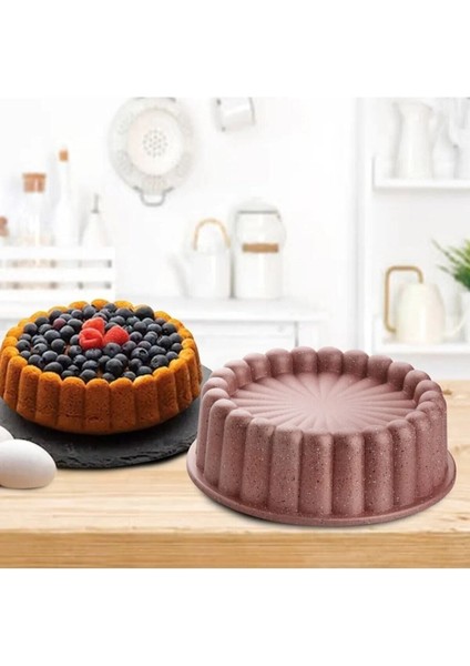 Döküm Rose Gold 2'li Granit Rüzgar Gülü Ve Tart Kalıbı Kek Kalıbı Seti modelleri