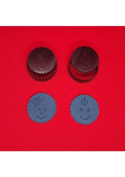 2 Adet Yuvarlak Tırtıklı Bebek Motifli Kurabiye Damga & Set 74-75