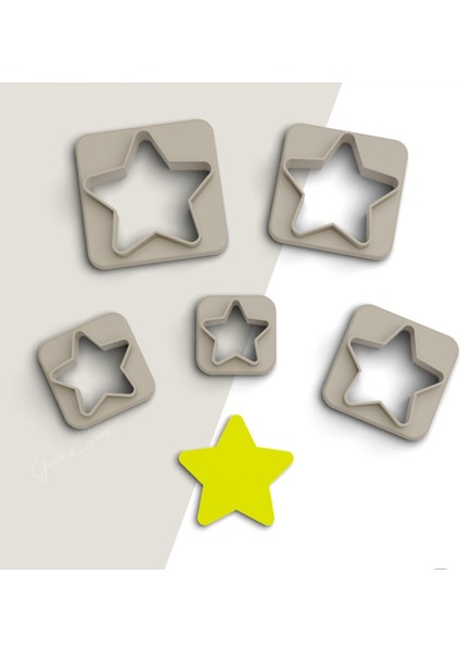 Yıldız Polimer Kil Kesme Kalıbı, Küpe Kalıpları, Kurabiye Kalıbı, 5 Boy, No: 423