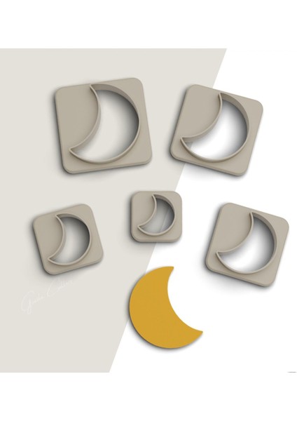 Ay Polimer Kil Kesme Kalıbı, Küpe Kalıpları, Kurabiye Kalıbı, 5 Boy, Seramik Kalıp, No: 415