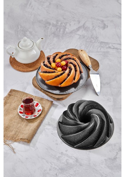 Döküm Granit Yanmaz Yapışmaz Rüzgar Gülü 26 cm Kek Kalıbı Gri modelleri