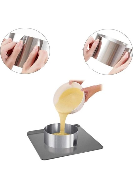 Mold Chef Kare Yuvarlak Ayarlanabilir Pasta Kek Kalıbı Paslanmaz Çelik 2 Li Set Derinlik 8 cm fırsatları