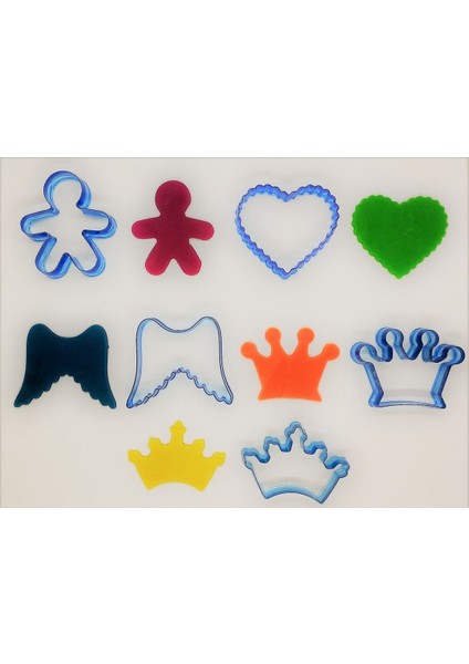 Kral Kraliçe 5'Li Polikarbon Kopat Kurabiye Kalıbı - Bebek,Tırtıklı Kalp,Melek Kanadı,Kral,Kraliçe