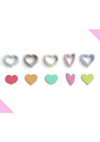 Sevgililer Günü Polimer Kil Paketi, Pasta Kalıbı, Süs Kalıbı, 5 Model, 25 Parça, 1275