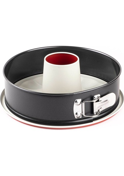 006-01-Kırmızı-Krem Tabanlı Kelepçeli Tüplü Kek Kalıbı 24 cm