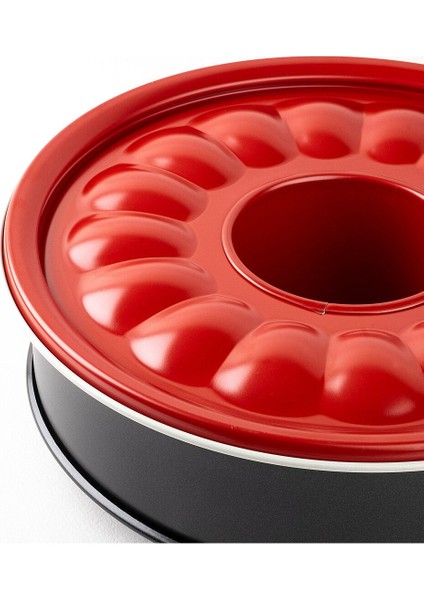 006-01-Kırmızı-Krem Tabanlı Kelepçeli Tüplü Kek Kalıbı 24 cm fiyatları