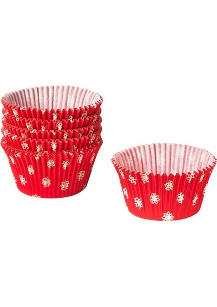 Vinterfint 65 Adet Yıldız Desenli Kırmızı Pişirme Kabı Kek Pişirme Kalıbı Kabı Muffin Kağıdı