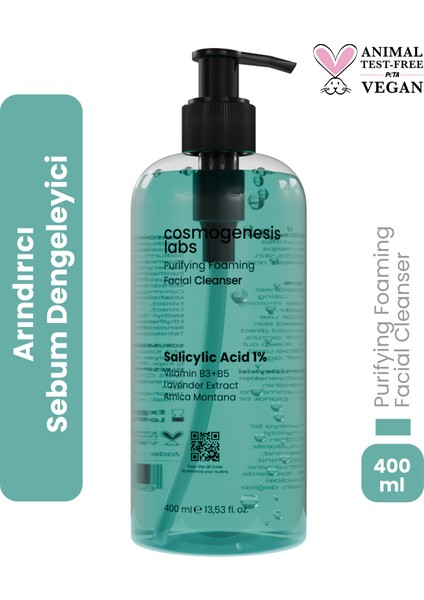 Köpüren Yüz Temizleme Jeli 400ML Yağlanma Nemlendirme & Karma Cilt