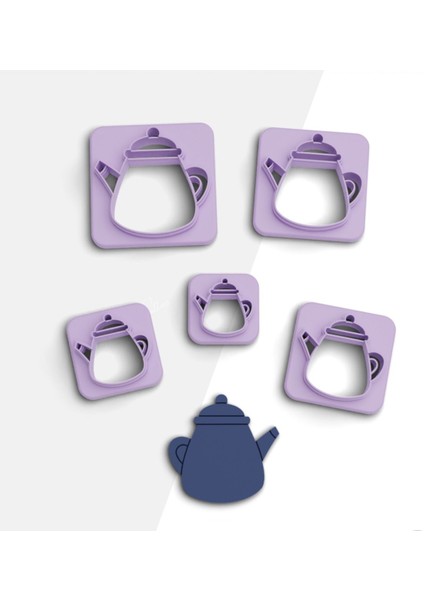 Çaydanlık Polimer Kil Kesme Kalıbı, Küpe Kalıp, Kurabiye Kalıbı, Seramik Kalıbı, 5 Boy, No: 648
