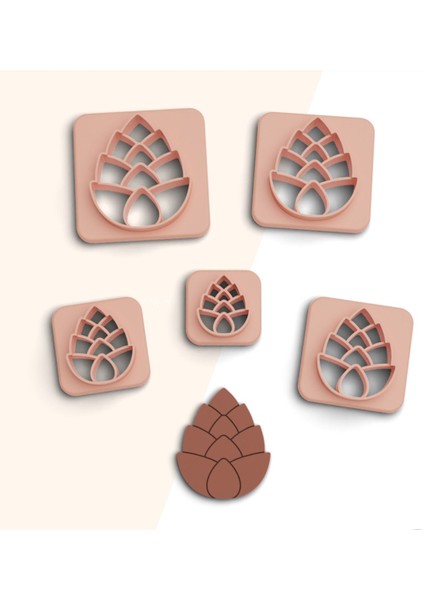 Kozalak Polimer Kil Kesme Kalıbı, Küpe Kalıpları, Kurabiye Kalıbı, 5 Boy, Seramik Kil Kalıp, No:518