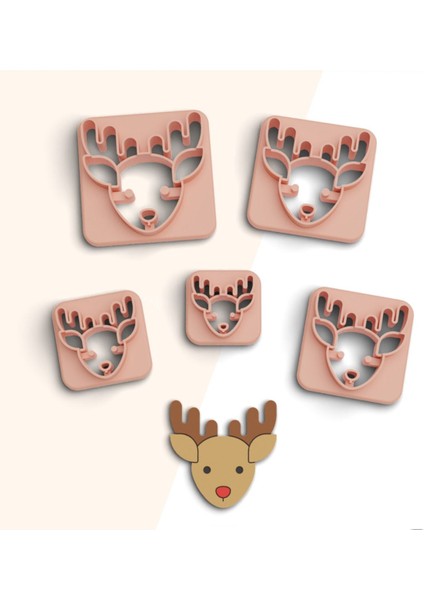 Ren Geyiği Polimer Kil Kesme Kalıbı, Küpe Kalıpları, Kurabiye Kalıbı, 5 Boy, Seramik Kalıp, No:515