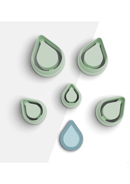 Kabartmalı Gözyaşı Şekilli Polimer Kil Kesme Kalıbı, Küpe Kalıp, Clay Cutter, 5 Boy, No: 932