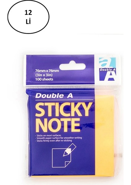 Double A Sticky Neon Orange Turuncu Not Kağıdı 76X76