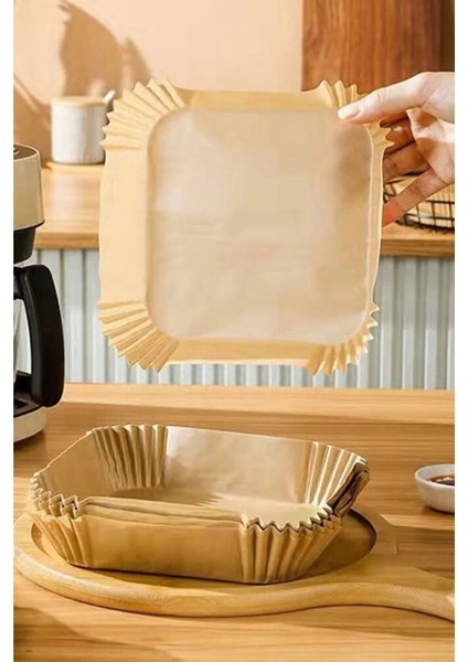 2'li Set .Airfryer Baton Kek Kalıbı - Ekmek Kalıbı Matı+Airfryer Uyumlu 50 Adet Kare Pişirme Kağıdı