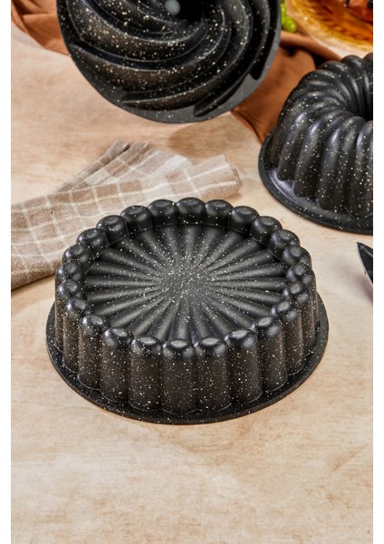 3 Lü Granit Döküm Kek Kalıbı Seti Tart Turta Seti
