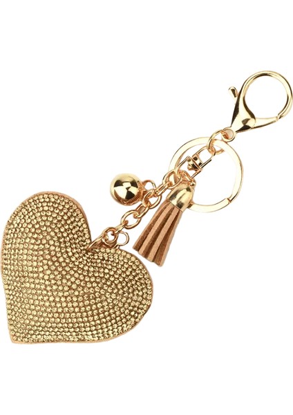 Kadın Kalp Anahtarlık Tam Kristal Anahtar Tutucu Çanta Kolye Püskül Altın Zincir Çanta Anahtarlık 6 Renk (Yurt Dışından)
