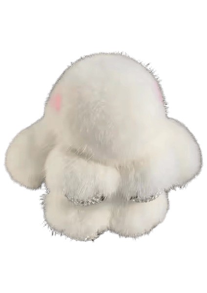 2024 Gerçek Vizon Kürk Tavşan Kürk Kolye Çanta Takı Anahtarlık Peluş Kolye Trompet Sevimli Sevimli Tavşan Çocuk Hayvan Karikatür Bebek Renk: Elmas Beyaz / Boyut: 8 cm (Yurt Dışından)