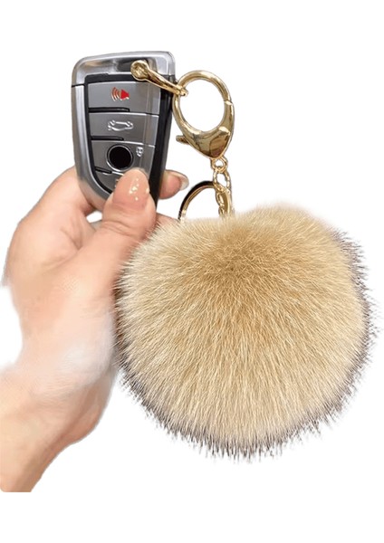 9cm Gerçek Tilki Kürk Top Anahtarlıklar Kadınlar Için Kızlar Yumuşak Peluş Ponpon Kolye Anahtar Zincirleri Yüzükler Anahtarlık Tutucu Charm Çanta Hediyeleri Renk:f (Yurt Dışından)