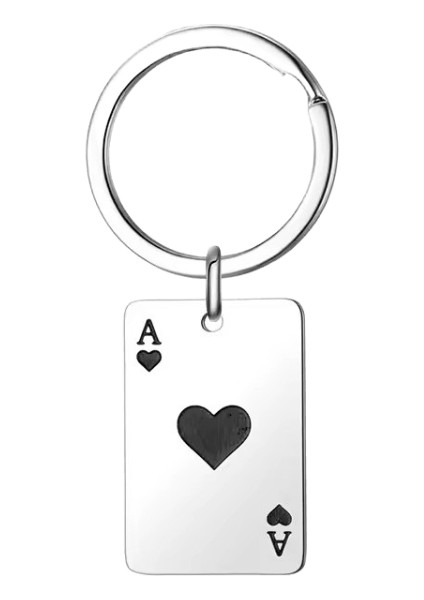 Moda Şanslı Maça Kalp Ace Anahtarlık Kadın Erkek Paslanmaz Çelik Siyah Kırmızı Kare Poker Kartı Anahtarlık Anahtar Charm Çanta Aksesuarları (Yurt Dışından)