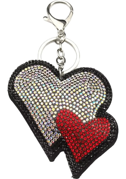Çift Kalp Aşk Anahtarlık Yüzük Kadınlar Erkekler Için Püskül Kristal Kırmızı Renk Araba Çanta Anahtarlık Takı Sevgililer Günü Hediye Joyas (Yurt Dışından)
