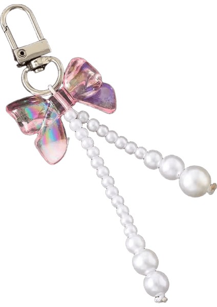 Kore Sevimli Beyaz Yay Kalp Inci Telefon Zinciri Kadınlar Için Kızlar Telefon Boncuklu Ipi Anti-Kayıp Aksesuarları Araba Takı Hediye (Yurt Dışından)