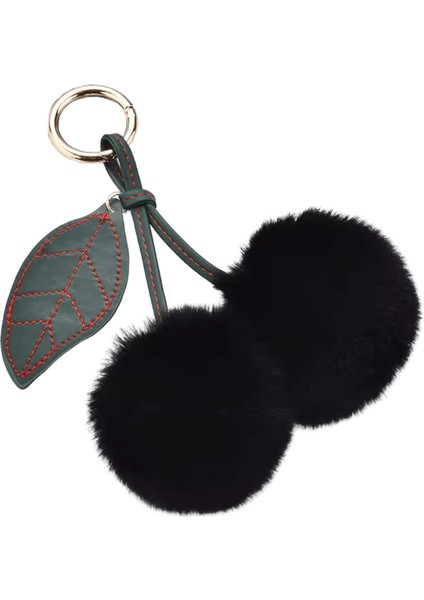 Yeni Moda Peluş Kiraz Anahtarlıklar Kadınlar Için Kızlar Kabarık Karikatür Tavşan Kürk Top Ponpon Yaprak Anahtar Zincirleri Yüzükler Anahtarlık Çanta Hediyeleri (Yurt Dışından)
