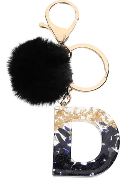 Yaratıcı Siyah 26 Harfli Anahtar Zincirleri Benzersiz Denizyıldızı Dolgulu Baş Harfler Kadınlar Için Anahtarlık Çanta Kolye Doğum Günü Hediyesi (Yurt Dışından)