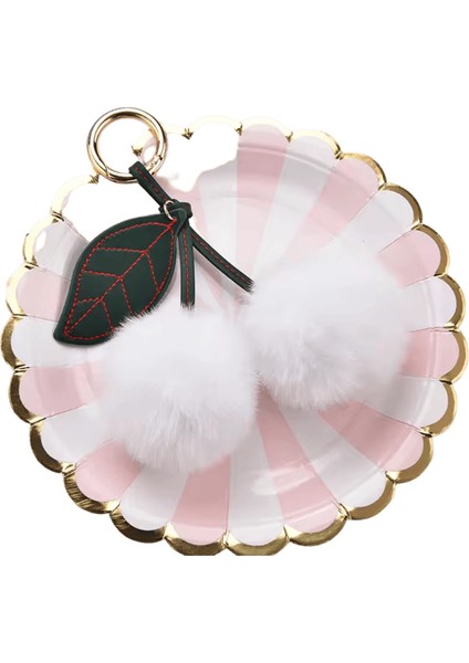 Yeni Moda Peluş Kiraz Anahtarlıklar Kadınlar Için Kızlar Kabarık Karikatür Tavşan Kürk Top Ponpon Yaprak Anahtar Zincirleri Yüzükler Anahtarlık Çanta Hediyeleri (Yurt Dışından)