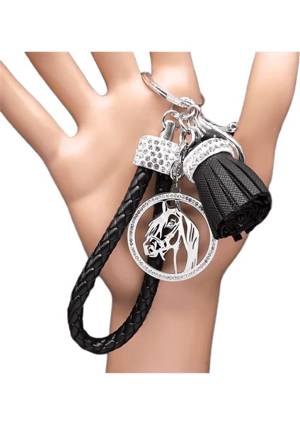 Hayvan At Kafası Kristal Paslanmaz Çelik Kolye Anahtarlık Kadınlar Erkekler Için Altın Renkli Anahtarlıklar Aksesuarlar Hediye Takı Porte Clérenk: A Gd (Yurt Dışından)