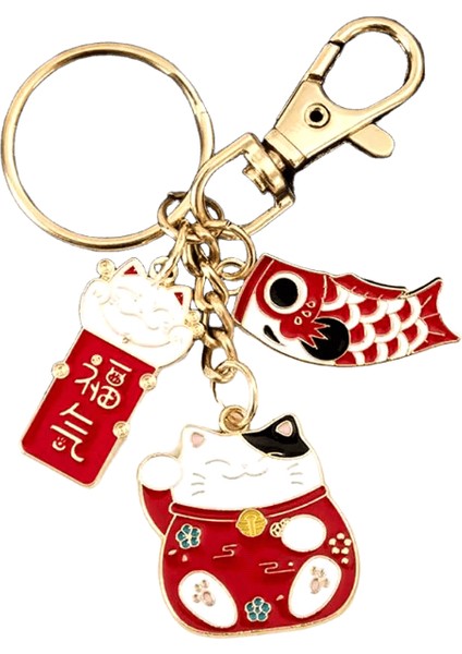 Yaratıcı Japon Tarzı Anahtarlık Sazan Şekli Kadın Metal Şanslı Anahtarlık Araba Çantası Kolye Dekorasyon Aksesuarları (Yurt Dışından)