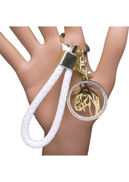 Hayvan At Kafası Kristal Paslanmaz Çelik Kolye Anahtarlık Kadınlar Erkekler Için Altın Renkli Anahtarlıklar Aksesuarlar Hediye Takı Porte Clérenk: A Gd (Yurt Dışından)