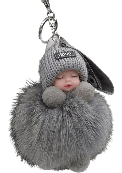 Ponpon Uyuyan Bebek Anahtarlık Sevimli Kaık Peluş Bebek Anahtarlık Kadın Kız Çanta Anahtarlıklar Arabalar Anahtarlık Hediye Büyüleyici Dekorasyon (Yurt Dışından)
