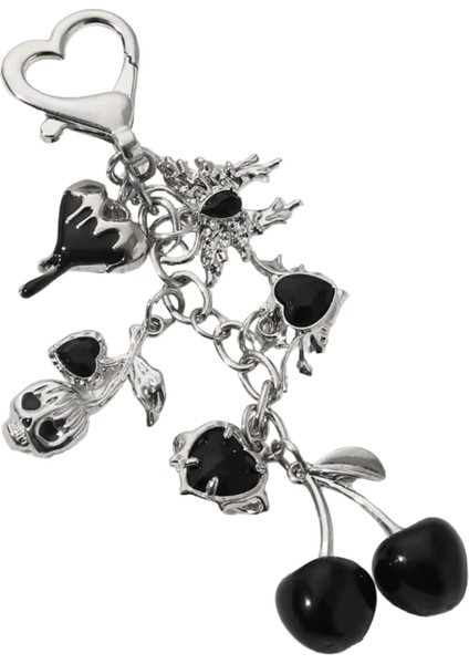 Güzel Kiraz Kalp Kelebek Emaye Anahtarlık Y2K Neo-Gotik Bitki Aşk Anahtarlık Kadınlar Kızlar Için Iyi Hediye El Yapımı Takı (Yurt Dışından)