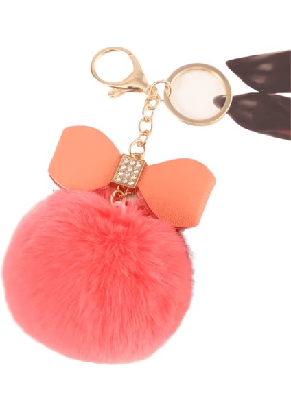 Moda Ponpon Anahtarlık Yaratıcı Pu Yay Anahtarlık Parlak Rhinestones ile Kadın El Çantası Süsler Araba Anahtar Tutucu Aksesuarları (Yurt Dışından)