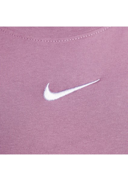 Swoosh Women’s Loose Fit Crop Top T-Shirt Kadın Bol Kalıp Pamuklu Kısa Tişört Mor fırsatları