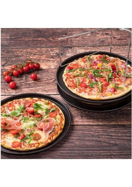 2 Adet Teflon Pizza Tavası 32 cm Yanmaz Yapışmaz Sağlıklı Sığ Kenarlı Tepsi Krep Pizza Pişirme Kalıb modelleri