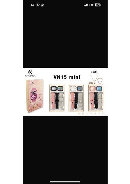 Mısawa VN15 Mini Akıllı Saat Seti (Saat Kulaklık Kolye Bilezik Küpe ve 3 Kordon )