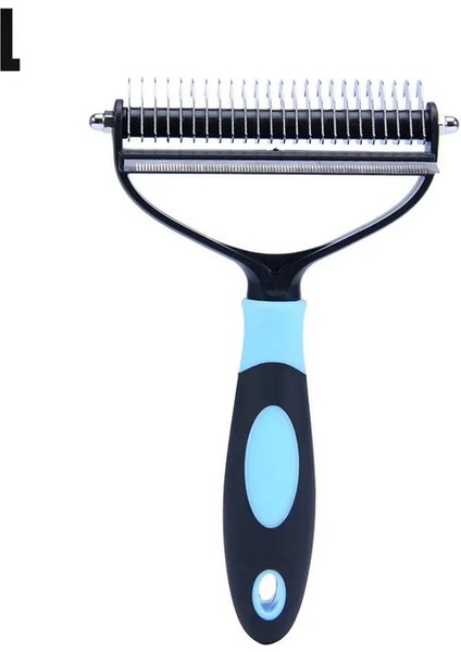 Profesyonel Pet Tüy Dökme Fırça 2 Tarafı Azaltıcı Tarağı Tüy Toplayıcı Fırçası Tarak Yavru Bakım Araçları Alt Kürk Dökülen Uçan Saç mavi L (Yurt Dışından)