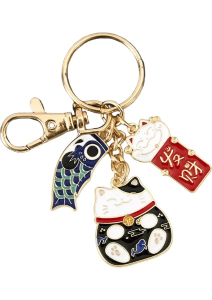 Yaratıcı Japon Tarzı Anahtarlık Sazan Şekli Kadın Metal Şanslı Anahtarlık Araba Çantası Kolye Dekorasyon Aksesuarları (Yurt Dışından)