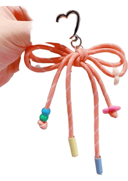 Kore Örgü Halat Anahtarlık Y2K Moda Çanta Kolye Sevimli Kawaii Ilmek Ipi Anahtarlık Anahtar Çanta Telefon Charms Için Dıytakı Renk:a-Pembe (Yurt Dışından)