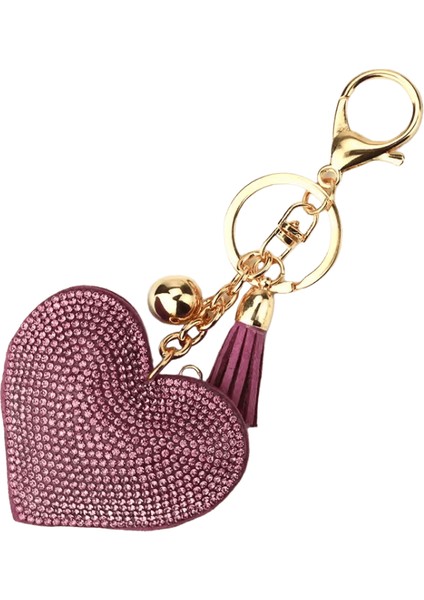 Kadın Kalp Anahtarlık Tam Kristal Anahtar Tutucu Çanta Kolye Püskül Altın Zincir Çanta Anahtarlık 6 Renk (Yurt Dışından)