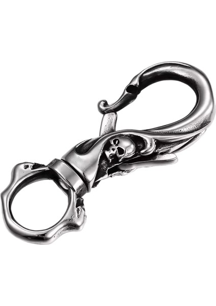316L Paslanmaz Çelik Punk Kafatası Karabina Anahtarlık Erkek Dıy Istakoz Toka Yapma Klipleri Anahtar Kanca Renk: Çelik Renk / Boyut: Yükseklik - 3.0cm (Yurt Dışından)